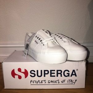 NEVER WORN White Platform Superga